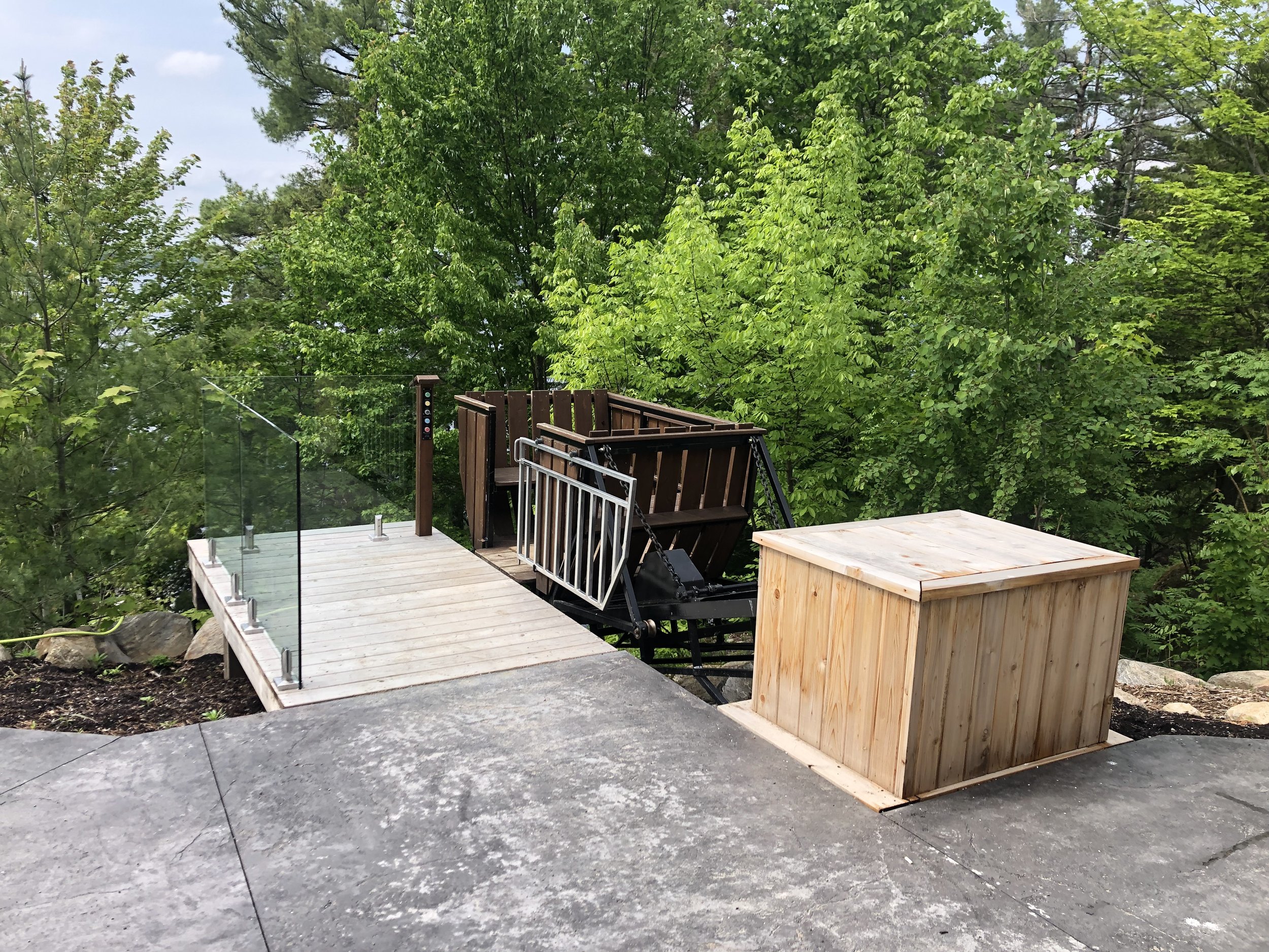 Jason's crew built a handsome upper-station access platform and motor-house cover.