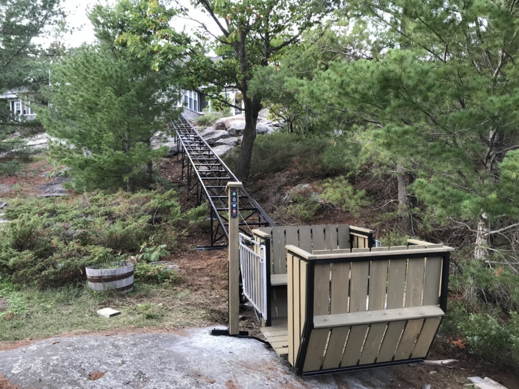 Looking up the track to the cottage. It is an 80-second ride to the top.