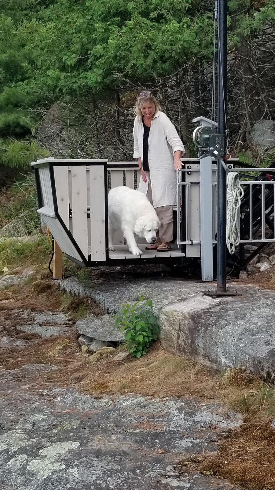 Sailor posing with his new lift. Now he can swim whenever he likes.